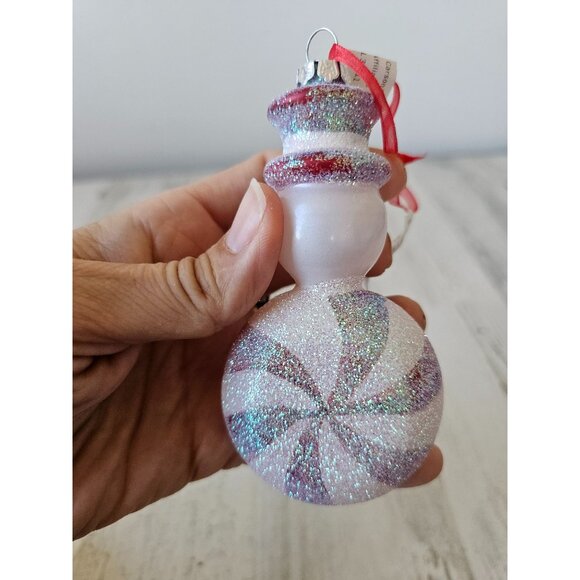 Living quarter snowman peppermint glitter ornament Xmas tree sparkle ornament - Picture 3 of 10